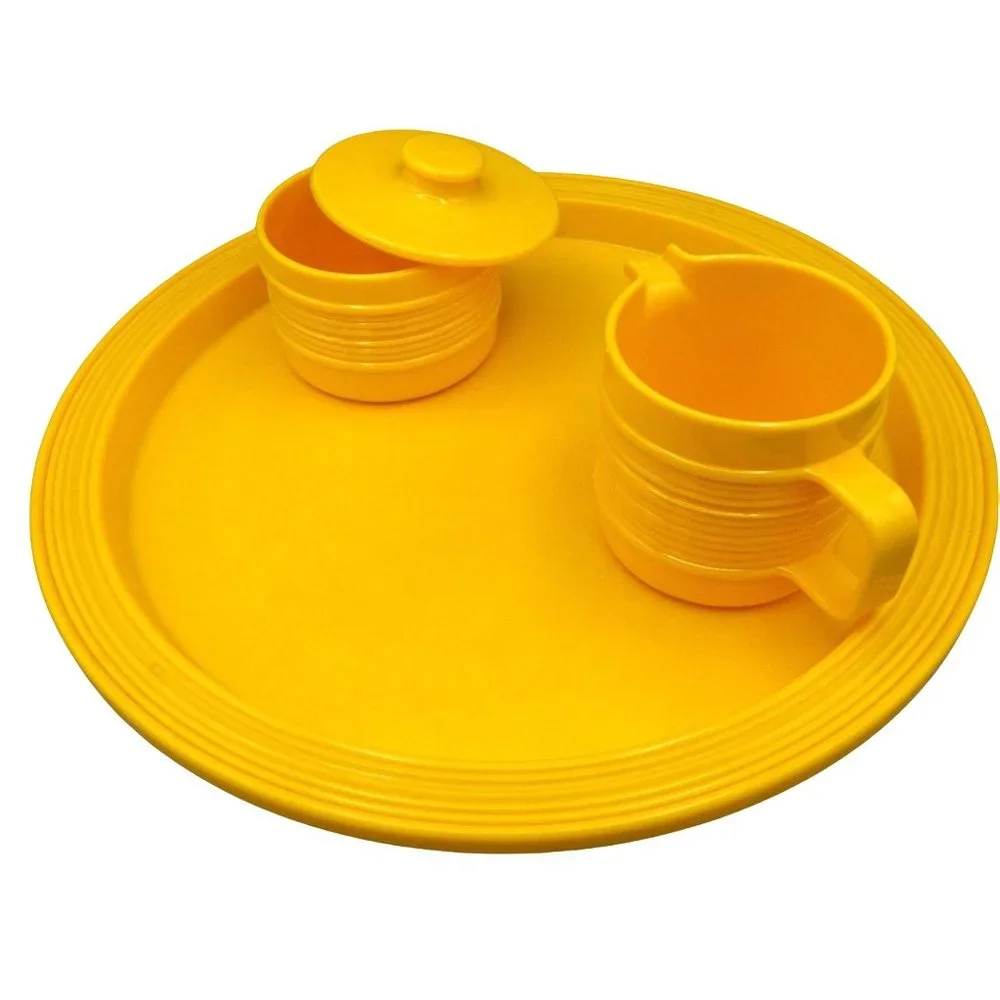 Vintage Rubbermaid Cream Sugar Lazy Susan‎ Turntable Bright Yellow Melamine